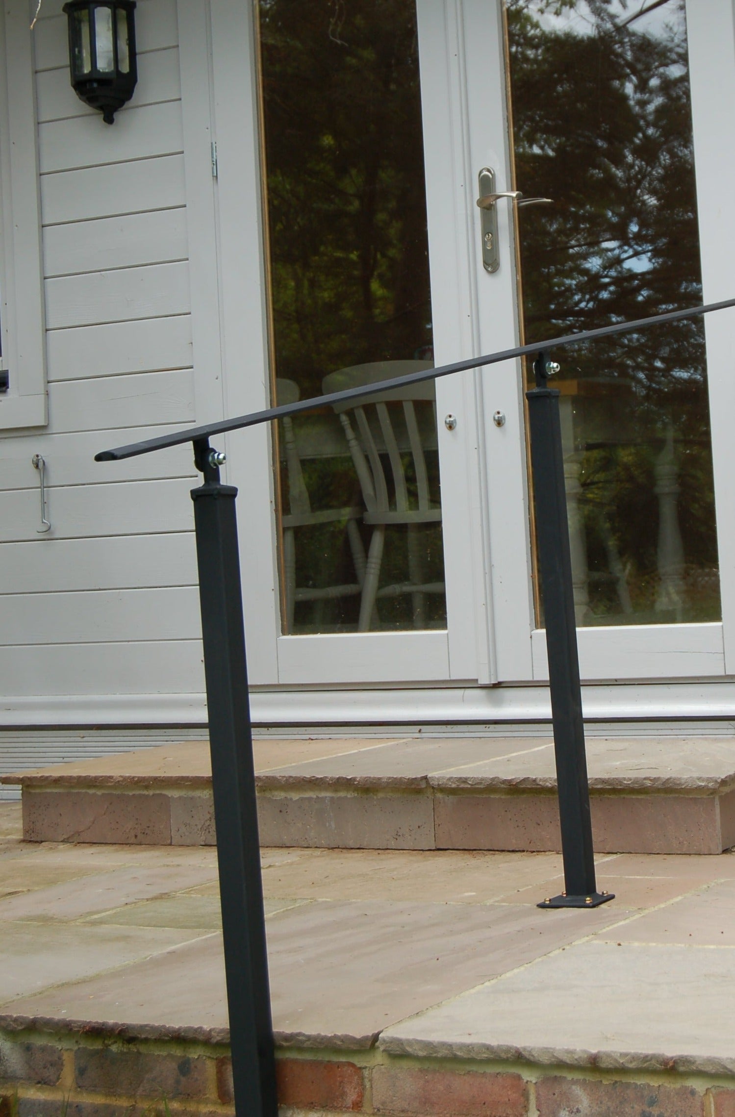 Wrought Iron Metal Handrail on Three Posts - Atara - 2.6m - 4m