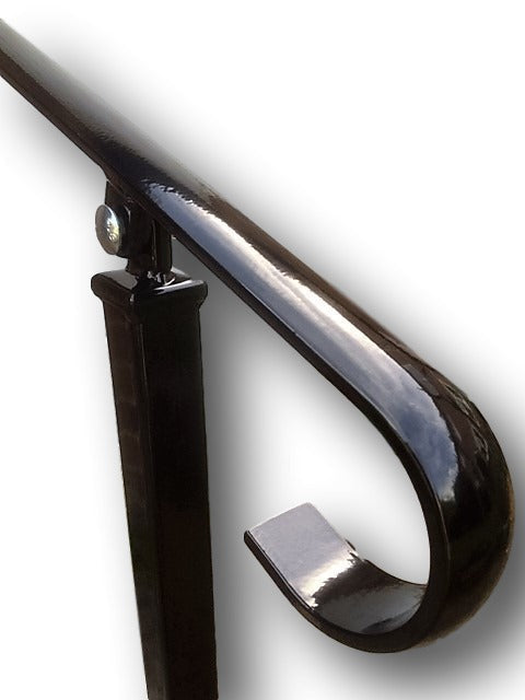 Wrought Iron Metal Handrail on Three Posts - Ozias - 2.6m - 4m