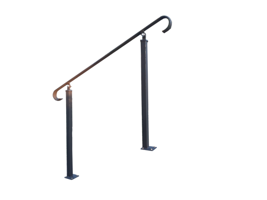 Wrought Iron Metal Handrail on Two Bolt Down Posts - Ozias - 1m - 2.4m