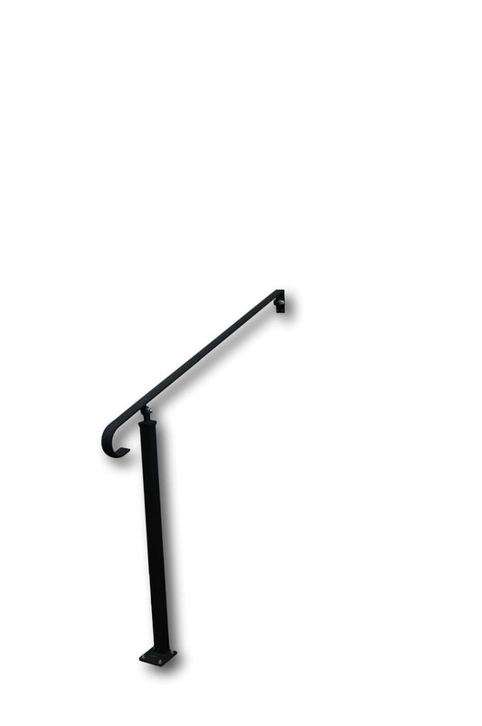 Wrought Iron Style Exterior Handrail Railing With One Bolt Down Post - Ozias - 0.8m - 2.2m
