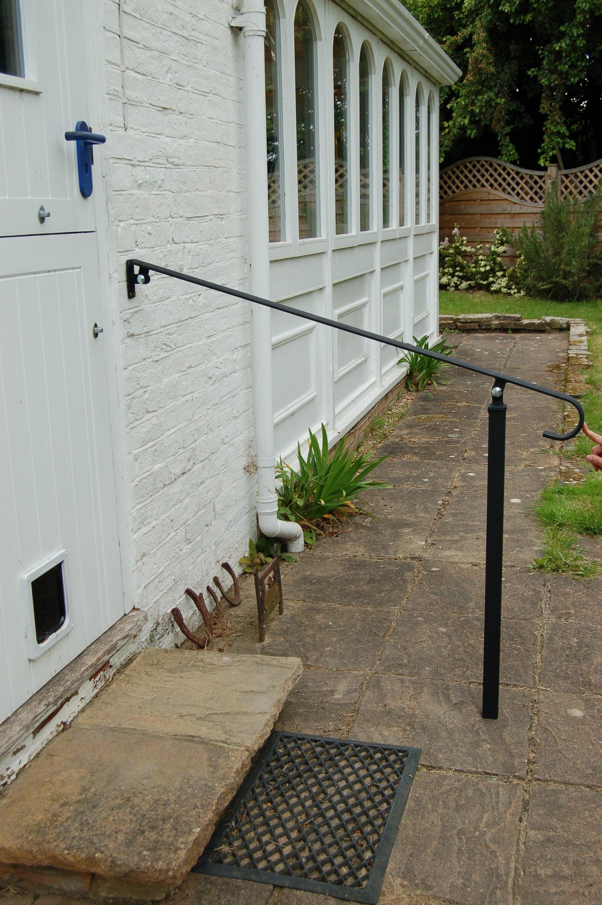 Wrought Iron Style Exterior Handrail Railing With One Concrete In Post - Ozias - 0.8m - 2.2m