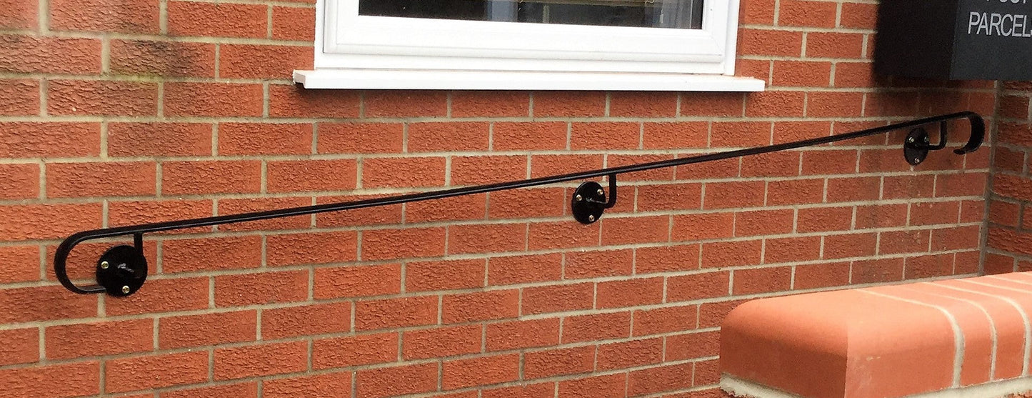 Wrought Iron Metal Wall Mounted Handrail Railing - Ozias - 2.2m - 5.6m