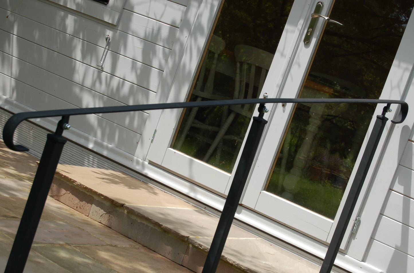 Wrought Iron Metal Handrail on Four Concrete in Posts - Plain bar - 4.1m - 5.6m