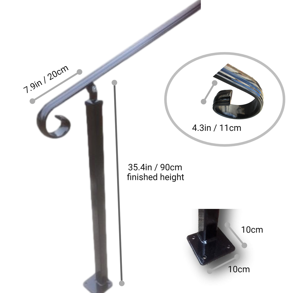Amon Wrought Iron Metal Handrail on Three Posts