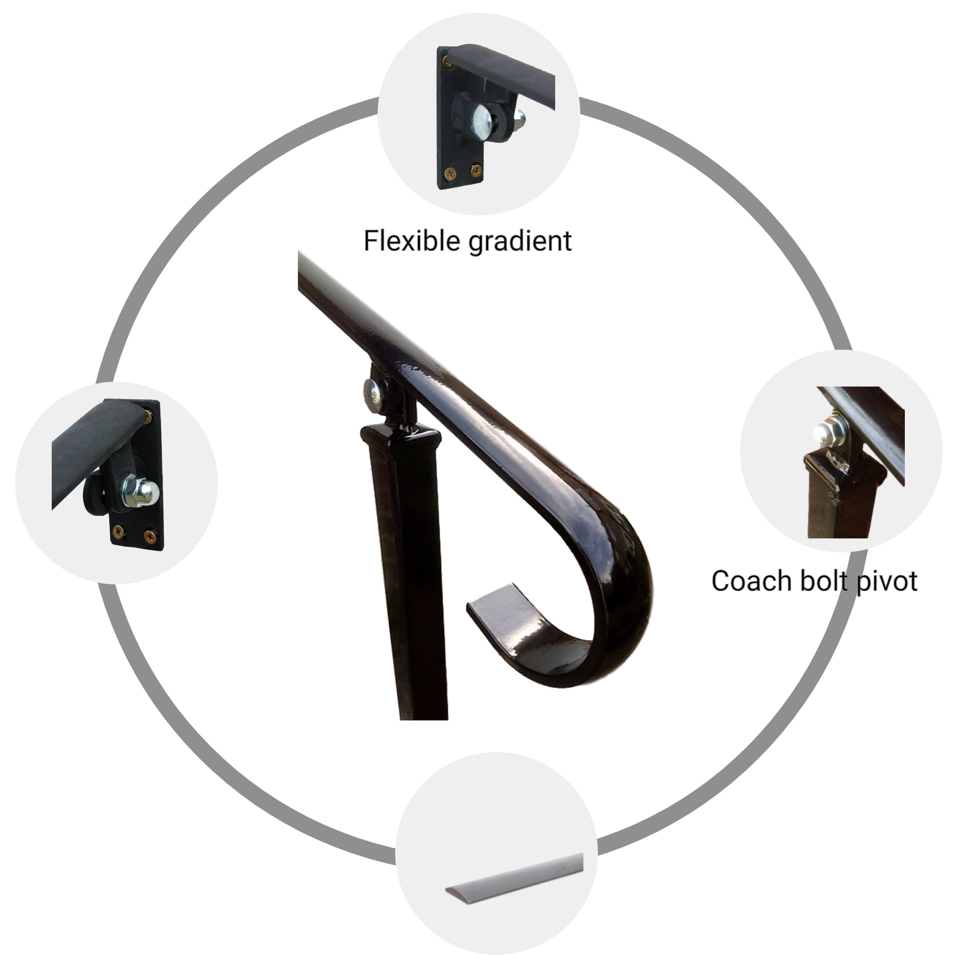 Wrought Iron Style Exterior Handrail Railing With One Concrete In Post - Ozias - 0.8m - 2.2m