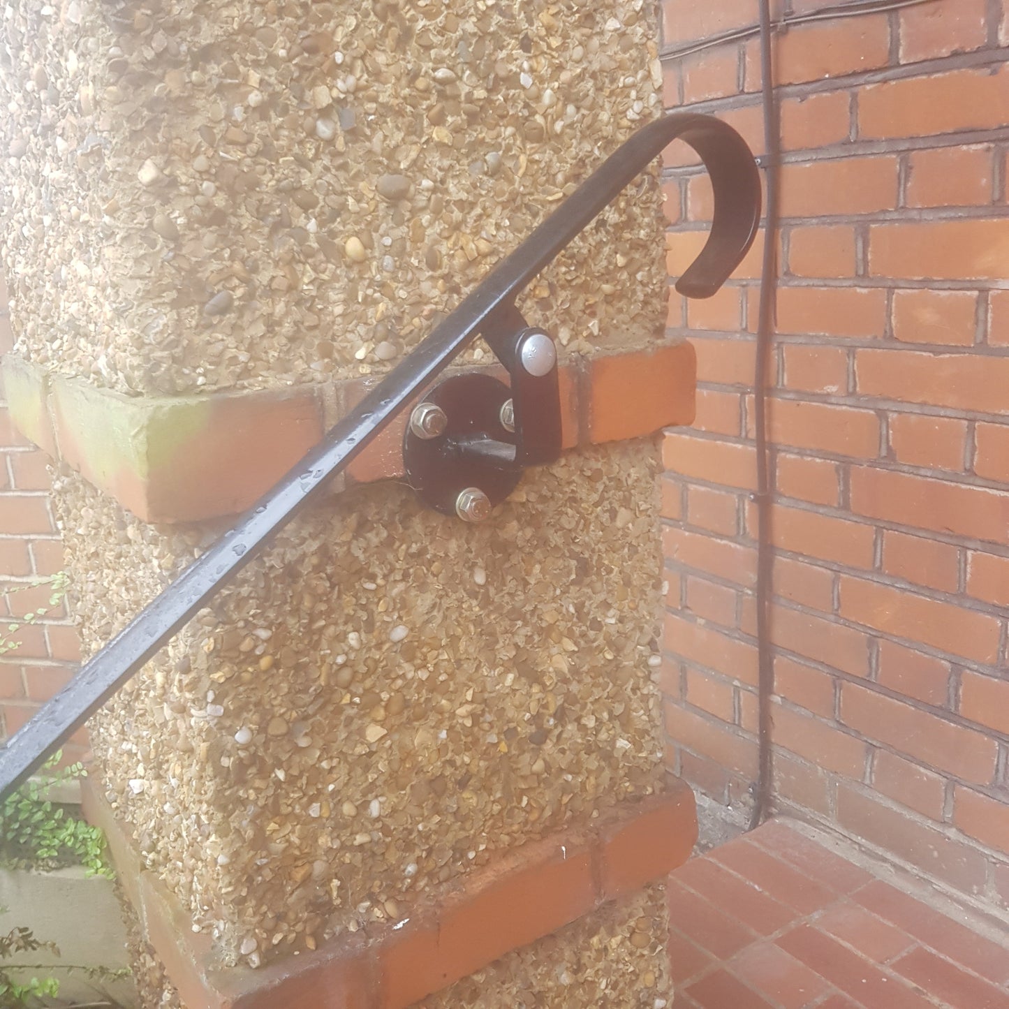 Wrought Iron Style Handrail With One Bolt Down Post and Side Bracket
