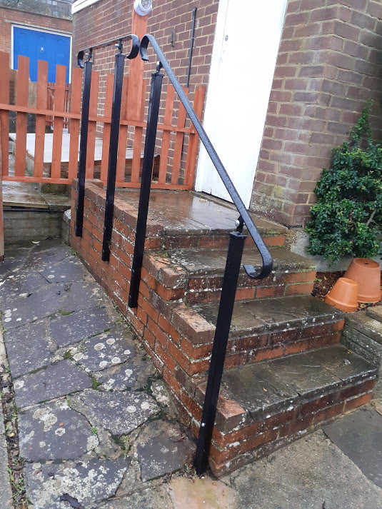 Wrought Iron Style Exterior Handrail on Two Side Bolt Posts - Ozias - 1m - 2.4m