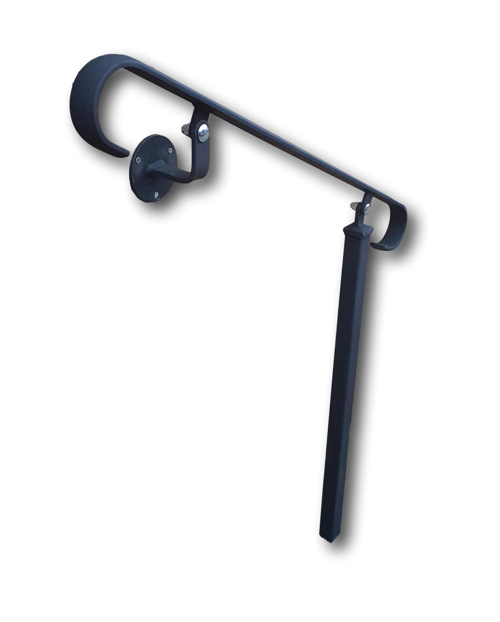 Wrought Iron Style Ozias Handrail With One Concrete In Post and Side Bracket