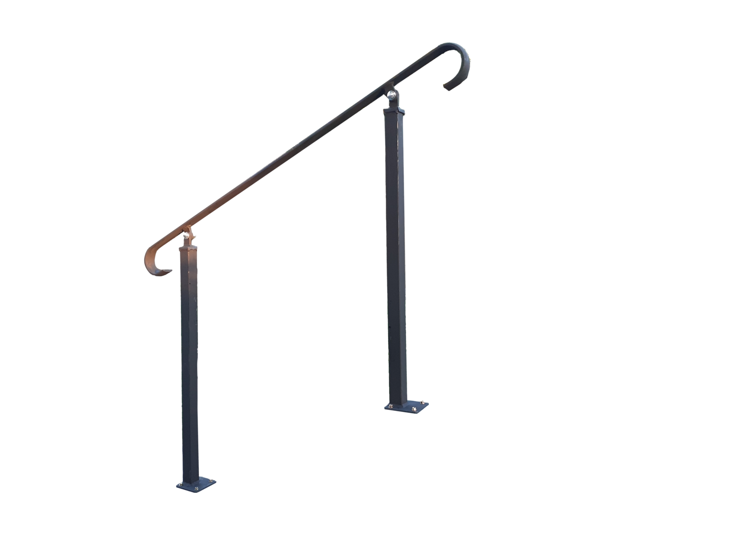 Wrought Iron Metal Handrail on Two Bolt Down Posts - Ozias - 1m - 2.4m