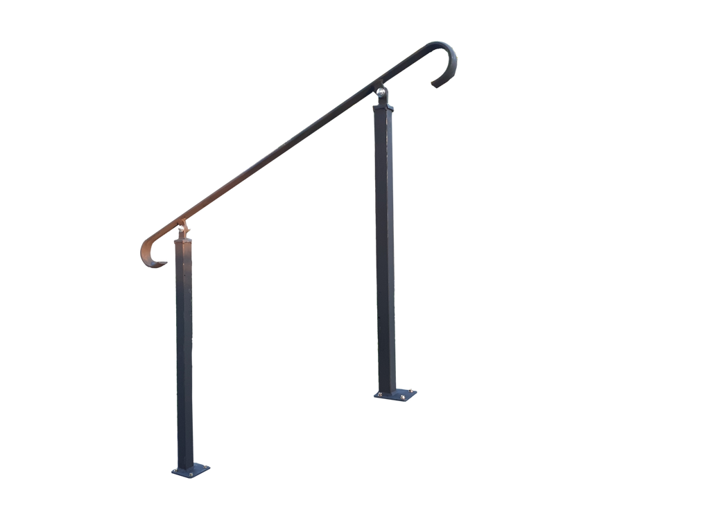 Wrought Iron Metal Handrail on Two Bolt Down Posts - Ozias - 1m - 2.4m