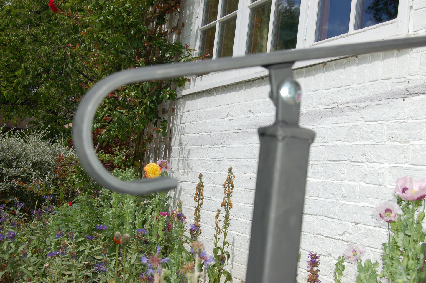 Wrought Iron Style Exterior Handrail Railing With One Concrete In Post - Ozias - 0.8m - 2.2m