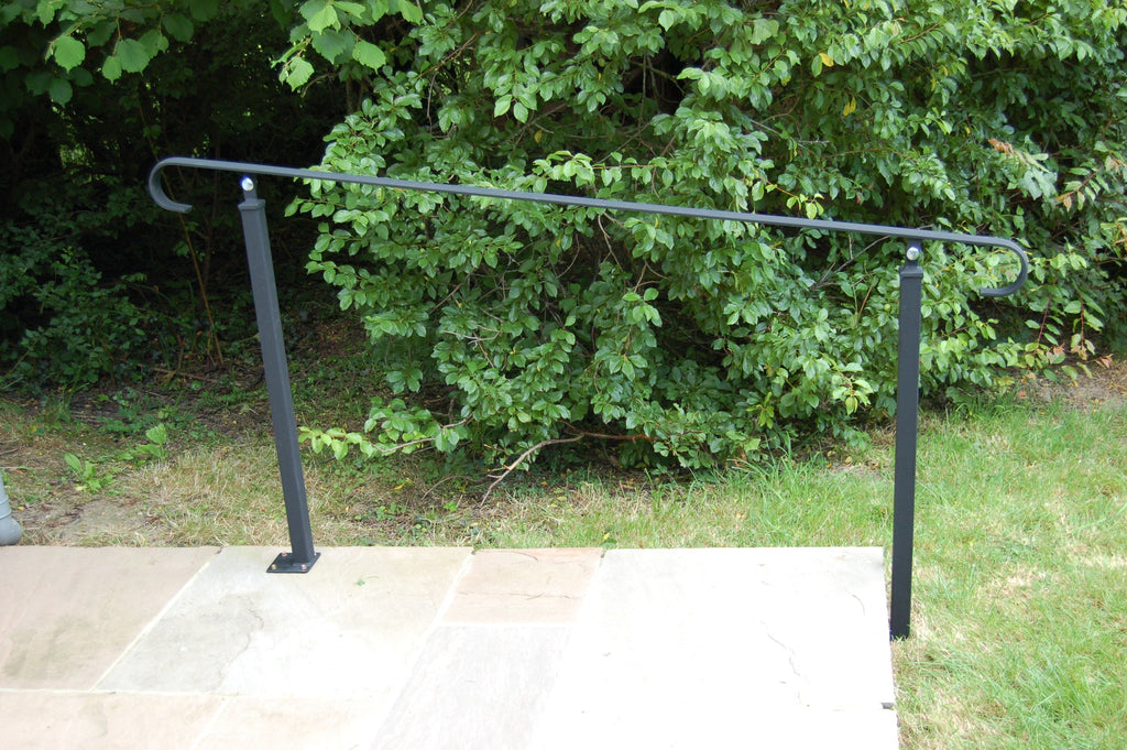 Wrought Iron Metal Handrail on Two Posts (one bolt down, one concrete in)- Ozias - 1m-2.4m