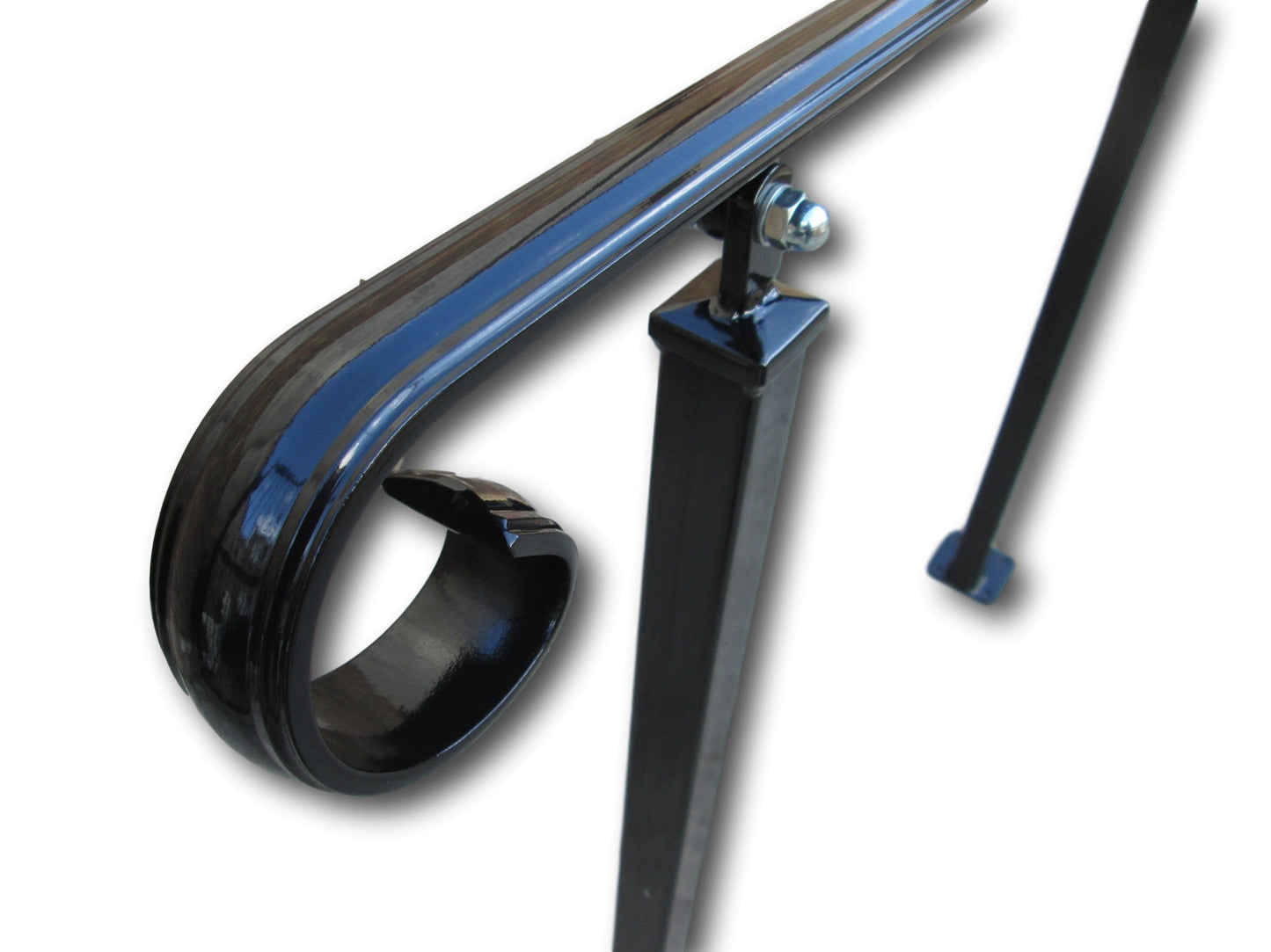 Wrought Iron Style Handrail on Two Pivoting Bolt Down Posts - Amon - 1m - 2.4m