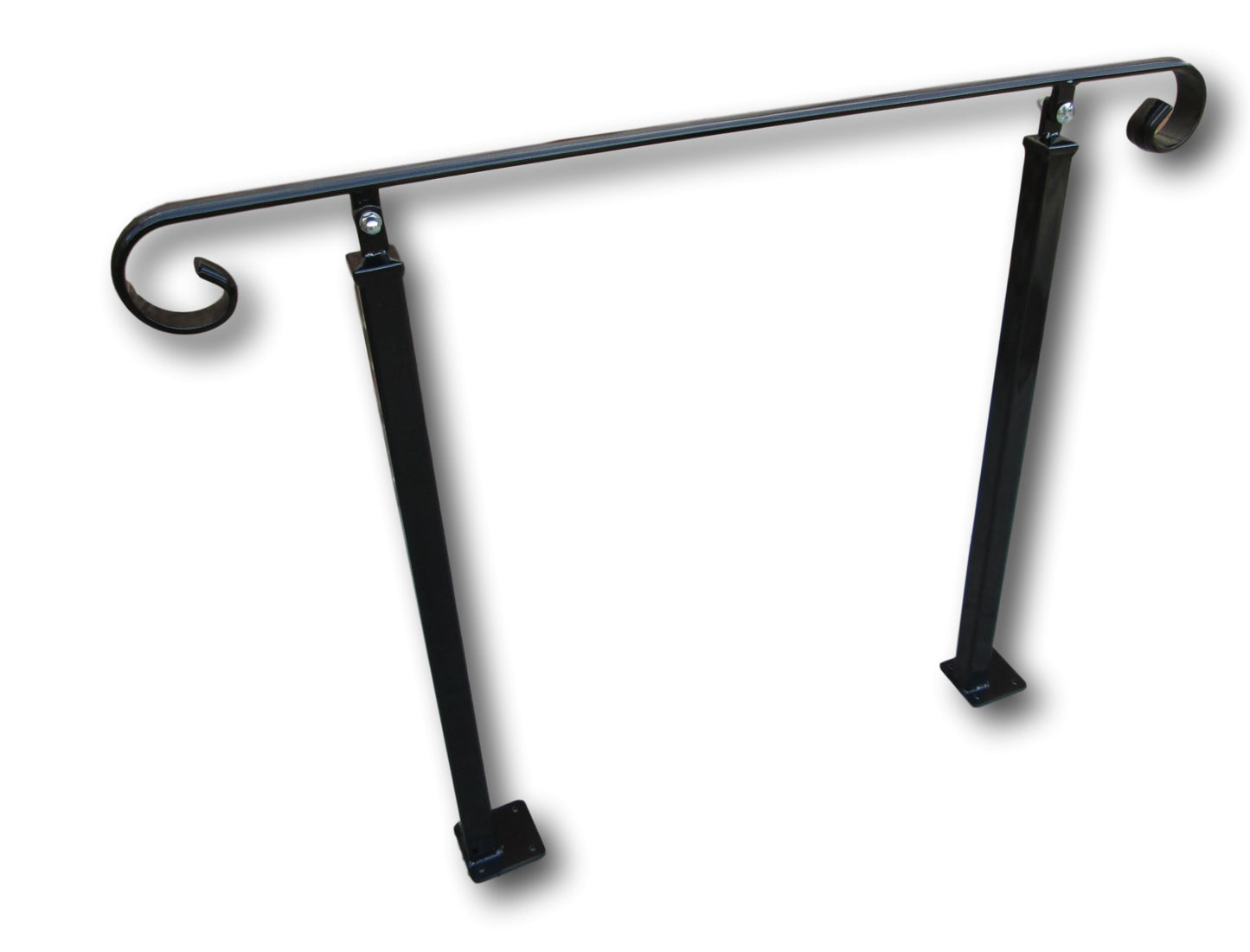 Wrought Iron Style Handrail on Two Pivoting Bolt Down Posts - Amon - 1m - 2.4m