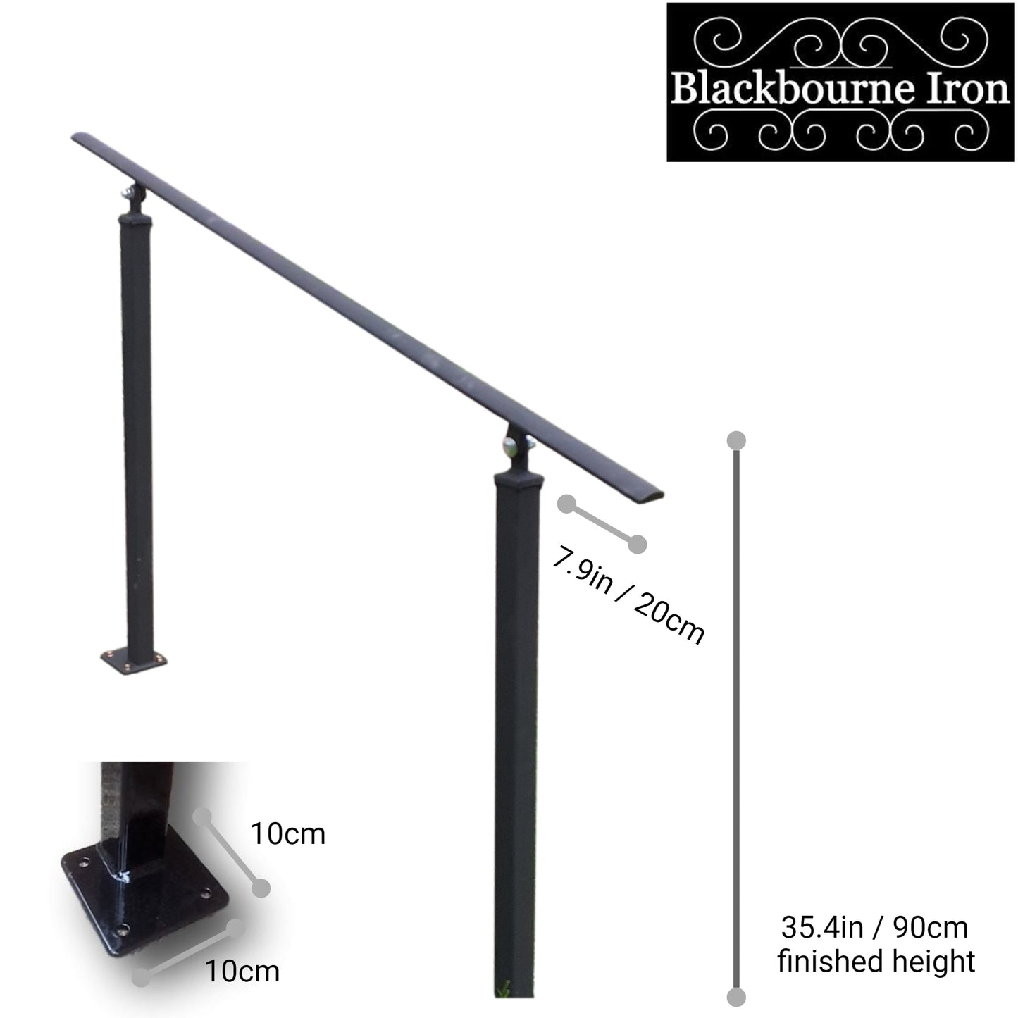 Wrought Iron Atara Handrail on Two Bolt Down Posts - 1m - 2.4m