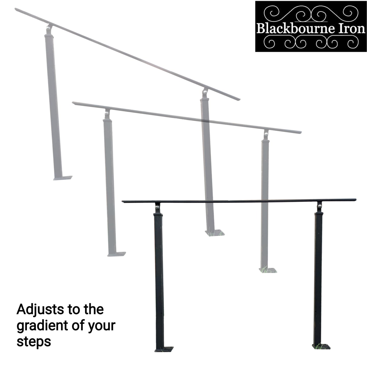 Wrought Iron Atara Handrail on Two Bolt Down Posts - 1m - 2.4m