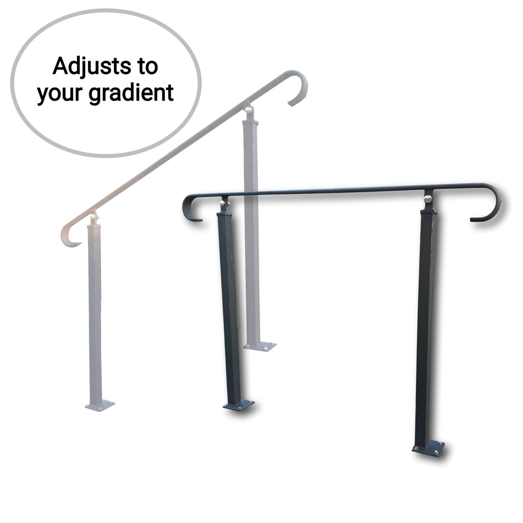 Wrought Iron Metal Handrail on Two Bolt Down Posts - Ozias - 1m - 2.4m
